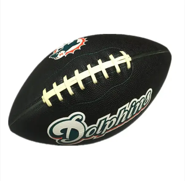 Ballon de rugby Prix rationnel Joli logo Ballon de rugby de football américain en caoutchouc pour la promotion