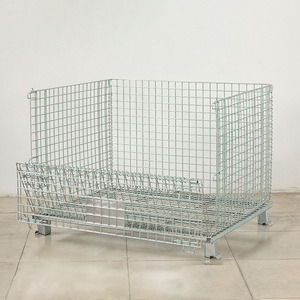 Transporte Metal Almacenamiento Carretilla elevadora Cesta Jaula Bastidores Contenedor de soldadura Caja de acero apilable Cesta de alambre Jaula de palé para Euro - Product Image 6