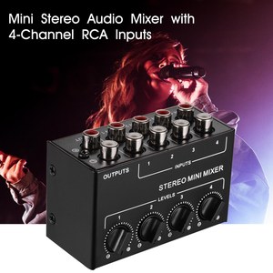 Mini mezclador de audio estéreo de fábrica con entradas RCA de 4 canales Controles de volumen separados Carcasa de metal completo - Product Image 5