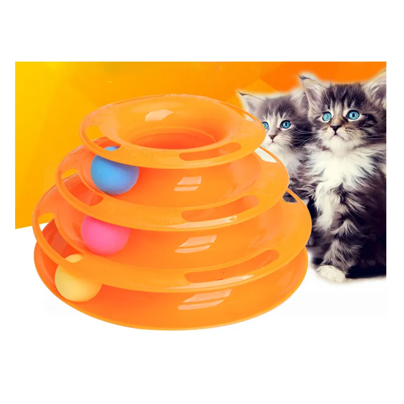 Vendita calda interattivo eco-friendly PP plastica gatto e cane giocattolo Set divertente cerchio traccia con palle in movimento Logo personalizzato Pet giocattoli