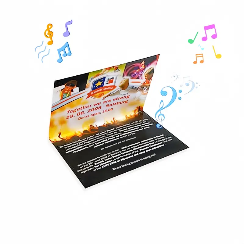 Alta qualità pre-registrata musicale biglietto di auguri audio carta di invito audio carta con stampa personalizzata