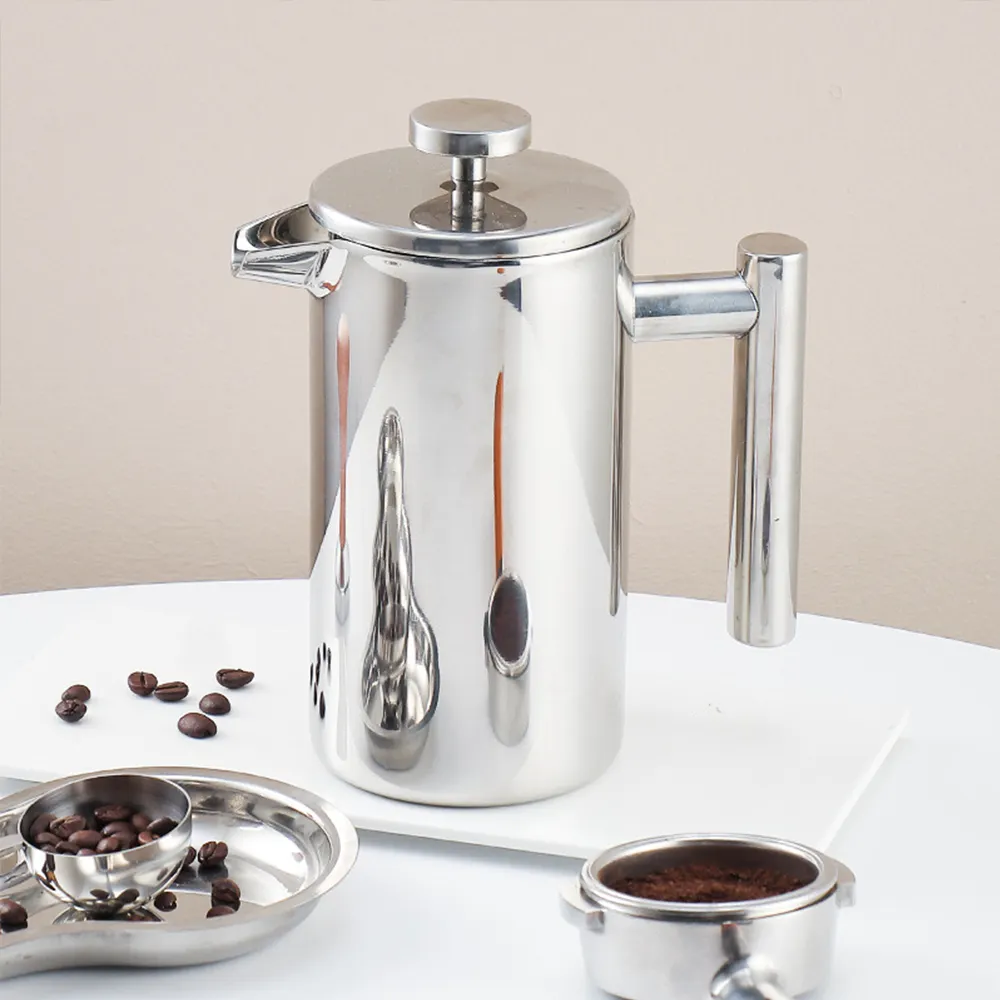 500/800Ml Draagbare Franse Pers Koffiezetapparaat Koud Brouwen Dubbele Muur Filter Koffie Espresso Maker Pot Roestvrij Staal Franse Pers