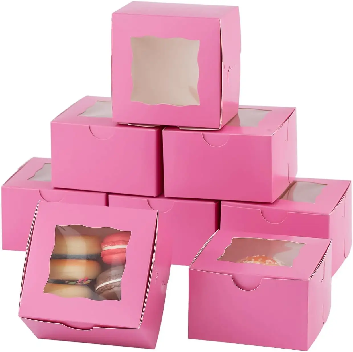 Scatole di biscotti in carta con finestra piccole scatole da forno Mini scatole per dolci, Cupcakes, dessert