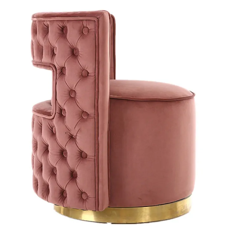 Modern tepeli düğme döşemeli kumaş paslanmaz çelik çerçeve oturma odası yatak odası tek koltuğu sandalye mobilya