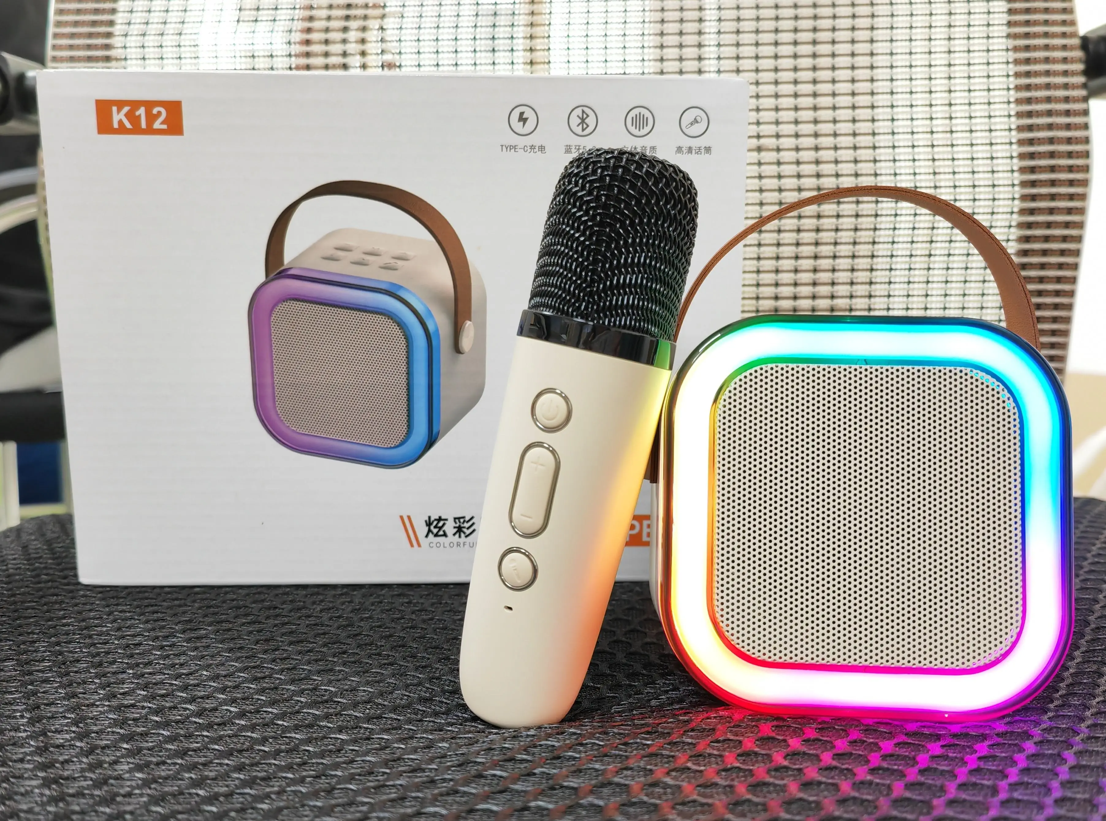 KINGLUCKY K12 bluetooth Party-Lautsprecher mit Lautsprecher Karaoke Lautsprecher mit Mikrofon und Bluetooth