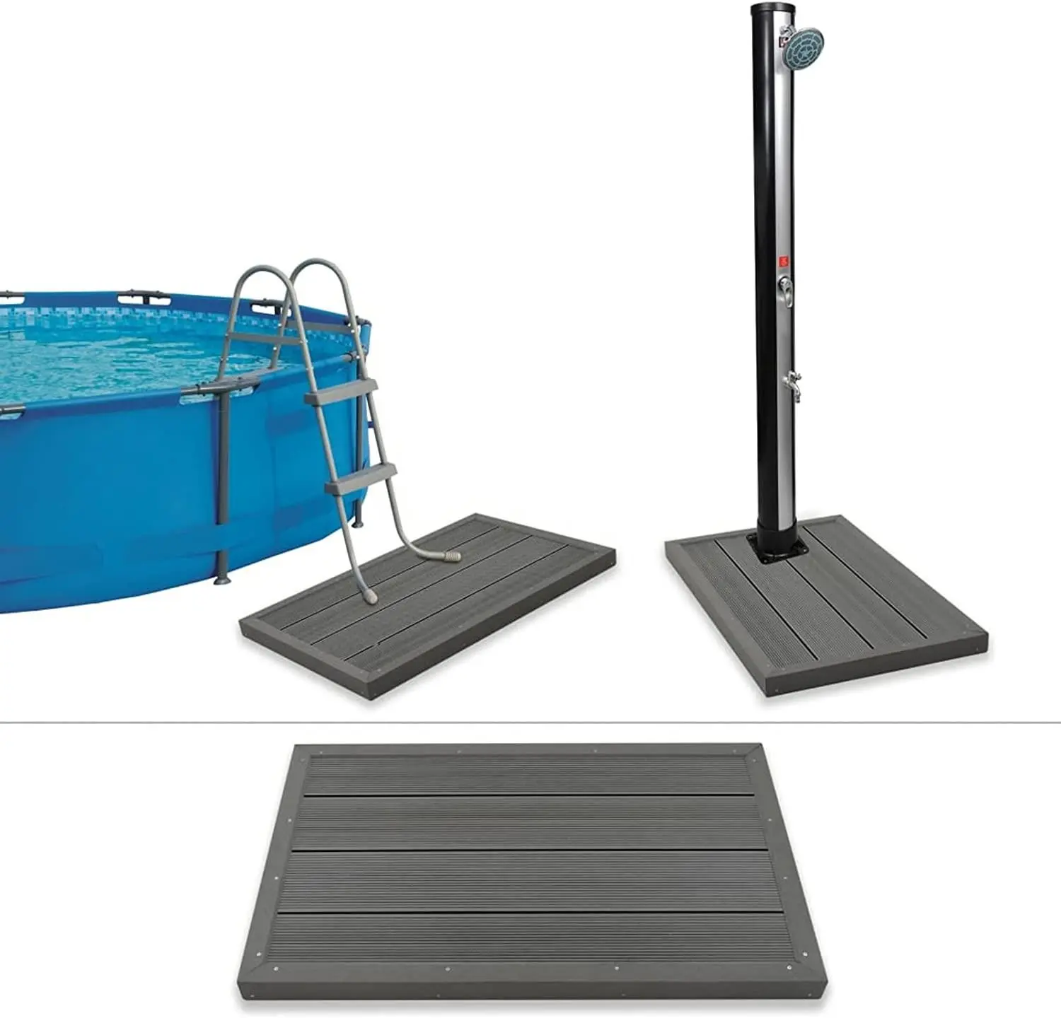 Element WPC-Panel gris antideslizante para ducha Solar, escalera de piscina/jardín/Patio