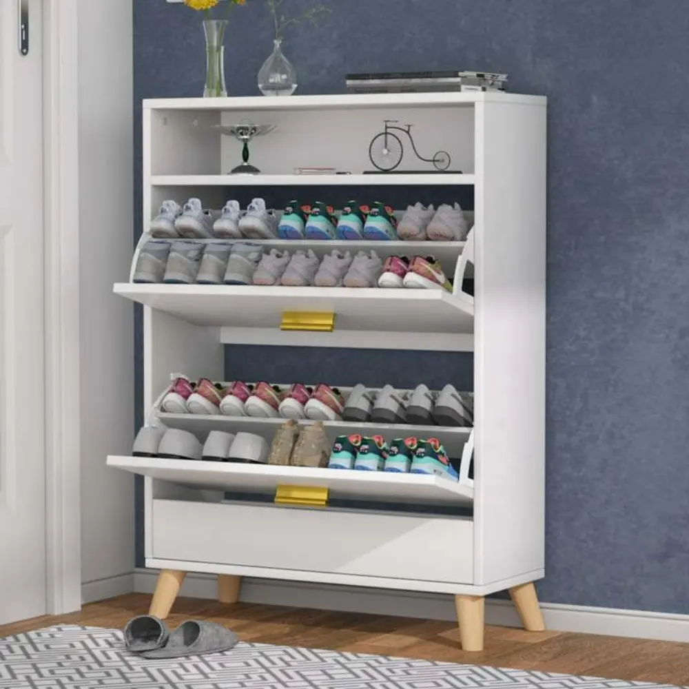 Mueble de sala de estar multicapa, estantes de almacenamiento de zapatos apilables, organizador de zapatos de madera moderno, armario