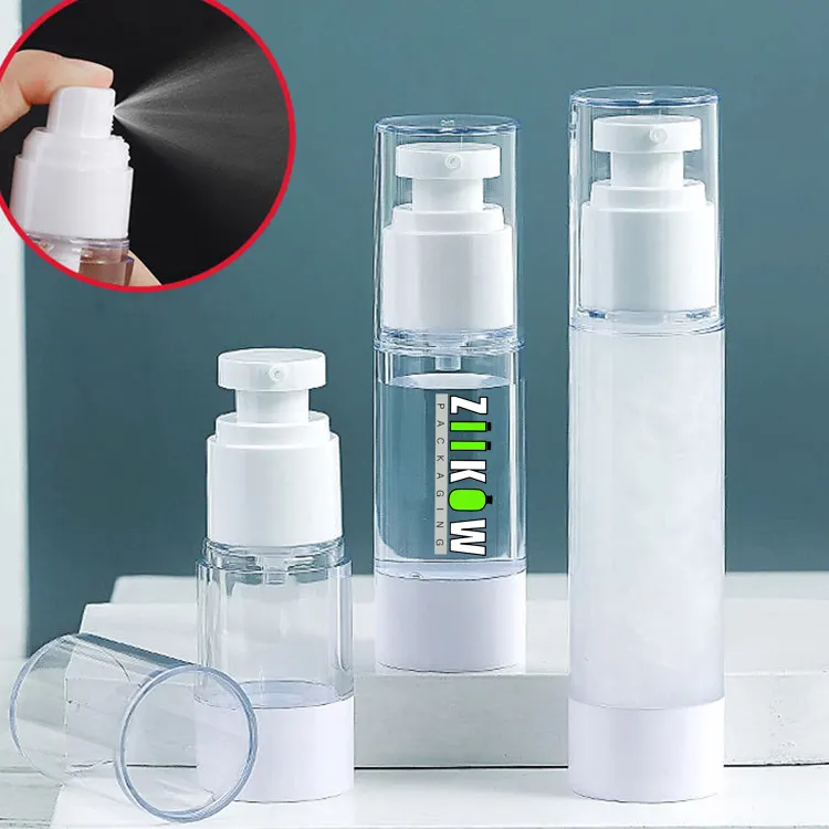 カスタムロゴ空の化粧品ガラスプラスチックアクリル詰め替え可能な香水トナー水エアレススプレーポンプ真空ボトル