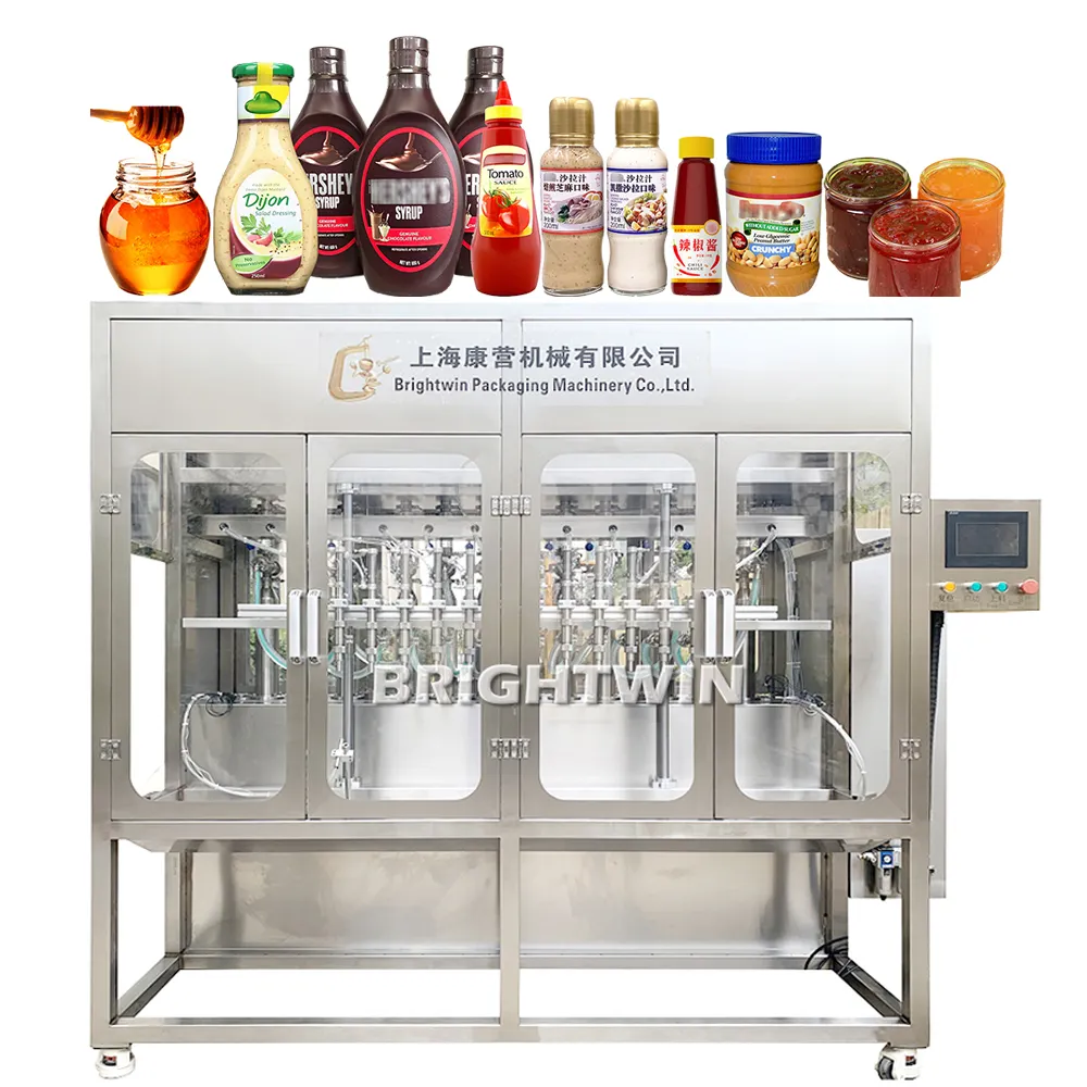 Factory price automatic honey pesto sauce chocolate viscous liquid filling capping machine labeling machine