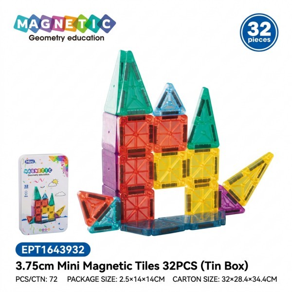 EPT1643932-3.75cm Mini Bloques Magnéticos 32 Piezas (Caja de Lata)