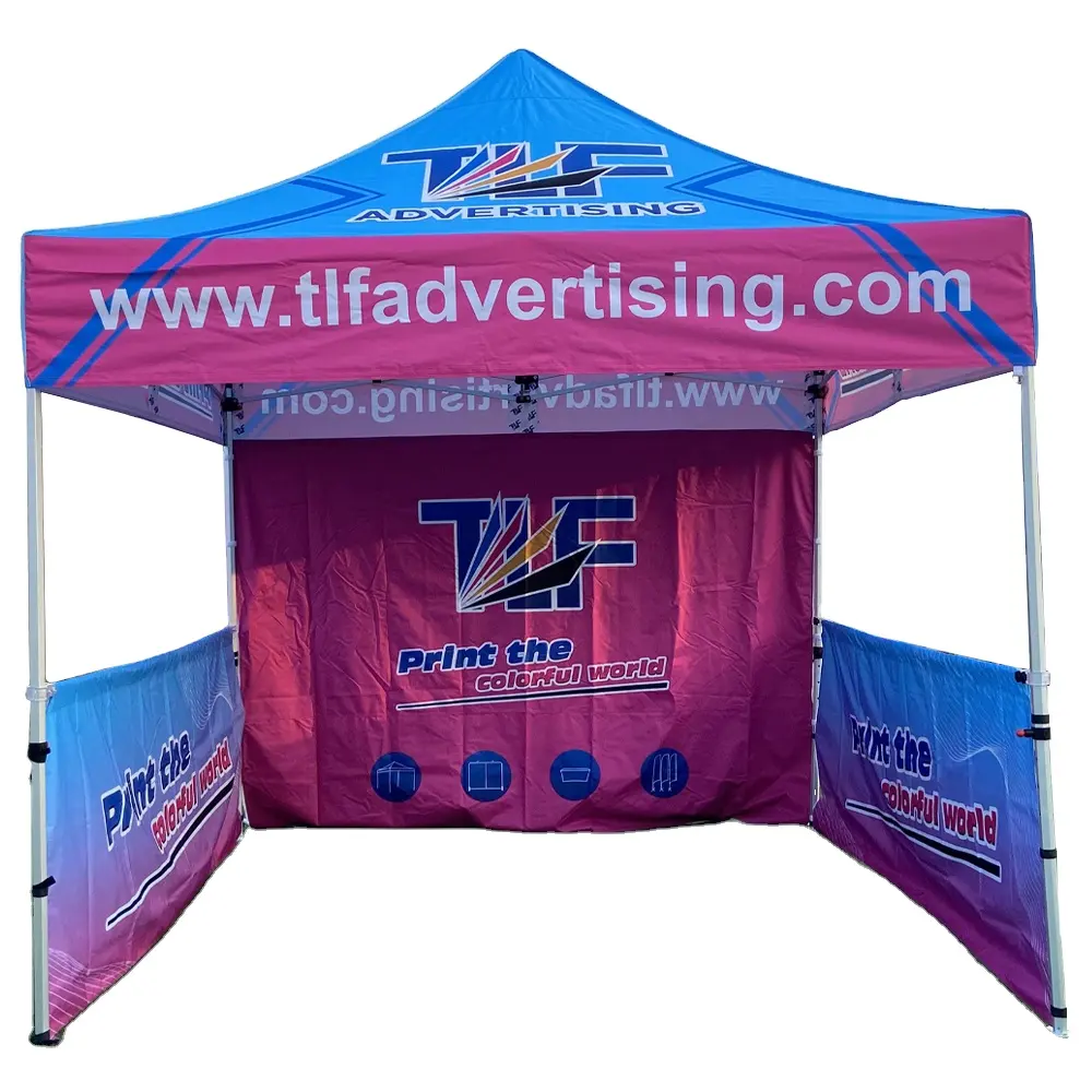 Popular HEX40mm Aluminum Frame 10x10 canopy tent with full back wall and half side walls