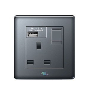ARTDNA英国标准13A双极BS开关壁式插座，带2.1A <span class=keywords><strong>USB</strong></span>充电器