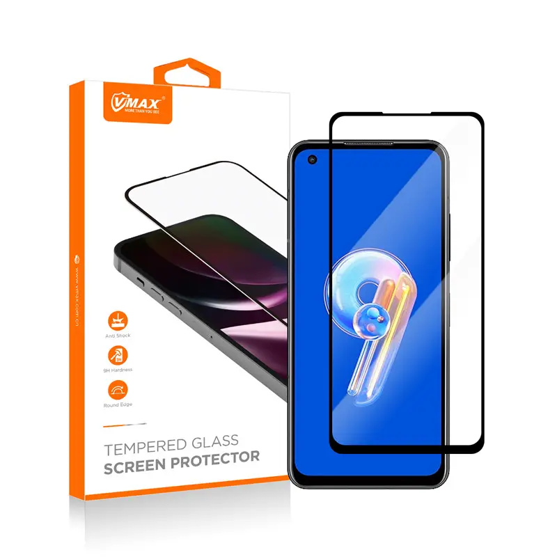 Asus Zenfone 9 için 0.33mm 9H Premium temperli cam 5.9 "serigraf ekran koruyucu telefon koruyucu cam filmi ROG telefon 7 için