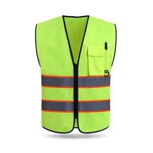 多色定制印花涤纶黄色反光夹克反光背心布拉链实用 - Product Image 1