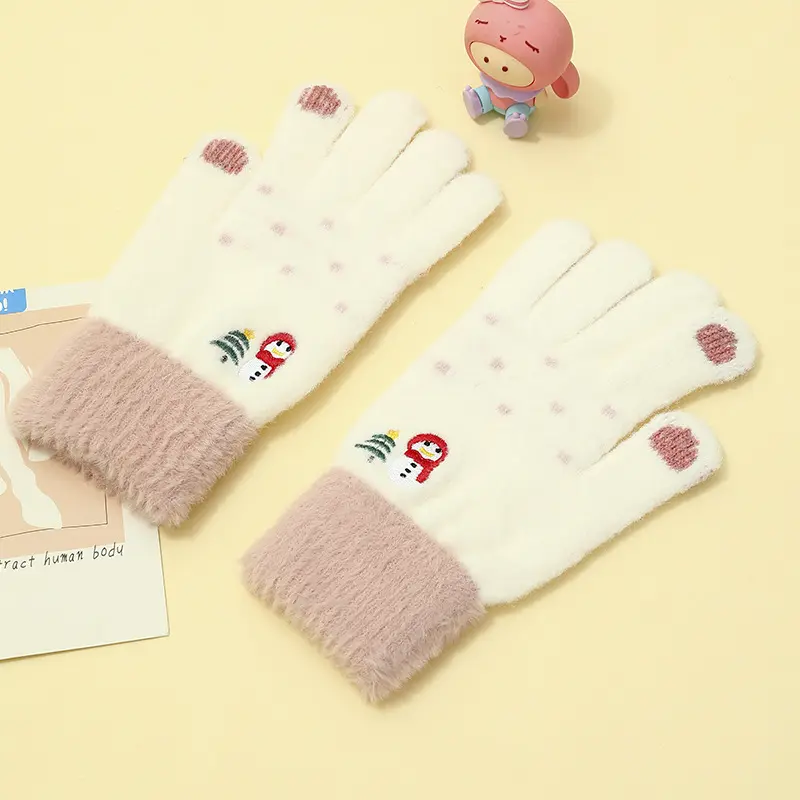 Nuovi guanti da donna per adulti a maglia con dita calde Touch Screen con ago inverso e guanti da lavoro invernali a prova di freddo in velluto