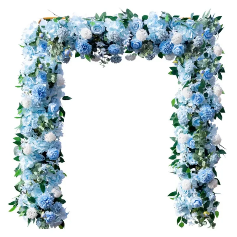 Fundo de parede de flores artificiais de seda rosa azul floral para arco de jardim, arranjo de cenário de loja de festas de casamento