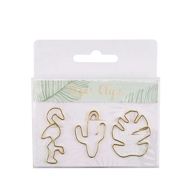 Beifa Brand APH80013 Gold Color Cactus Flamingo Leaf Shaped Metal Paper Clip