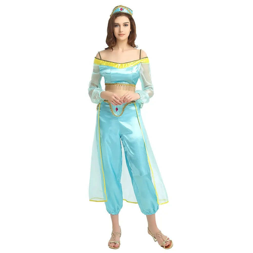 Cosplay donne Halloween India danza del ventre arabo esotico vestito operato principessa araba Aladdin adulto Jasmin Costume