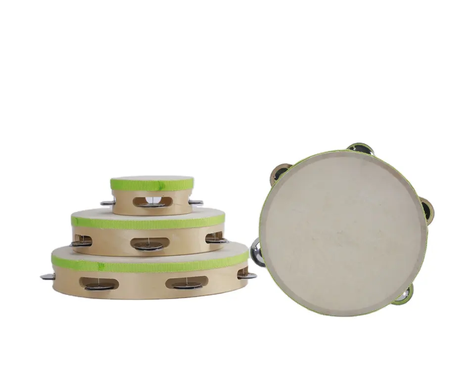Tambourine Trung Quốc giá sản phẩm danh sách âm nhạc học tập đồ chơi tự nhiên bằng gỗ trống lục lạc 6 inch Tambourine