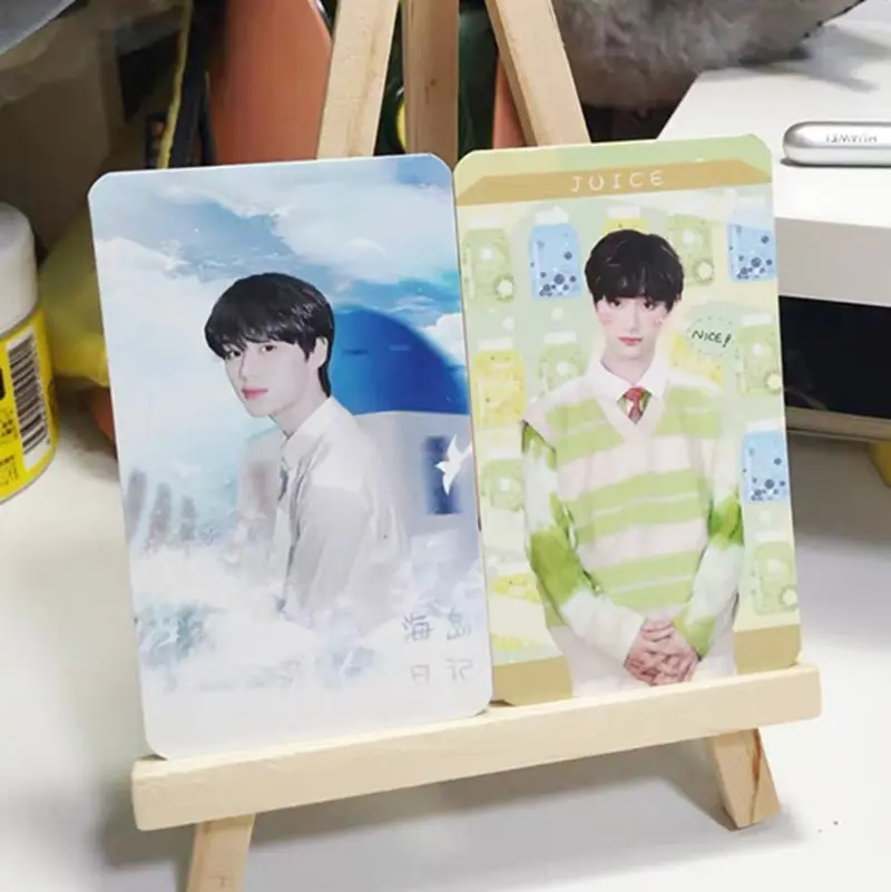 Kpop lieferant Benutzer definierte Doppelseiten-Farbslogan-Postkarten Kpop-Fotokarten Papier-Fotokarte mit Idol sammeln