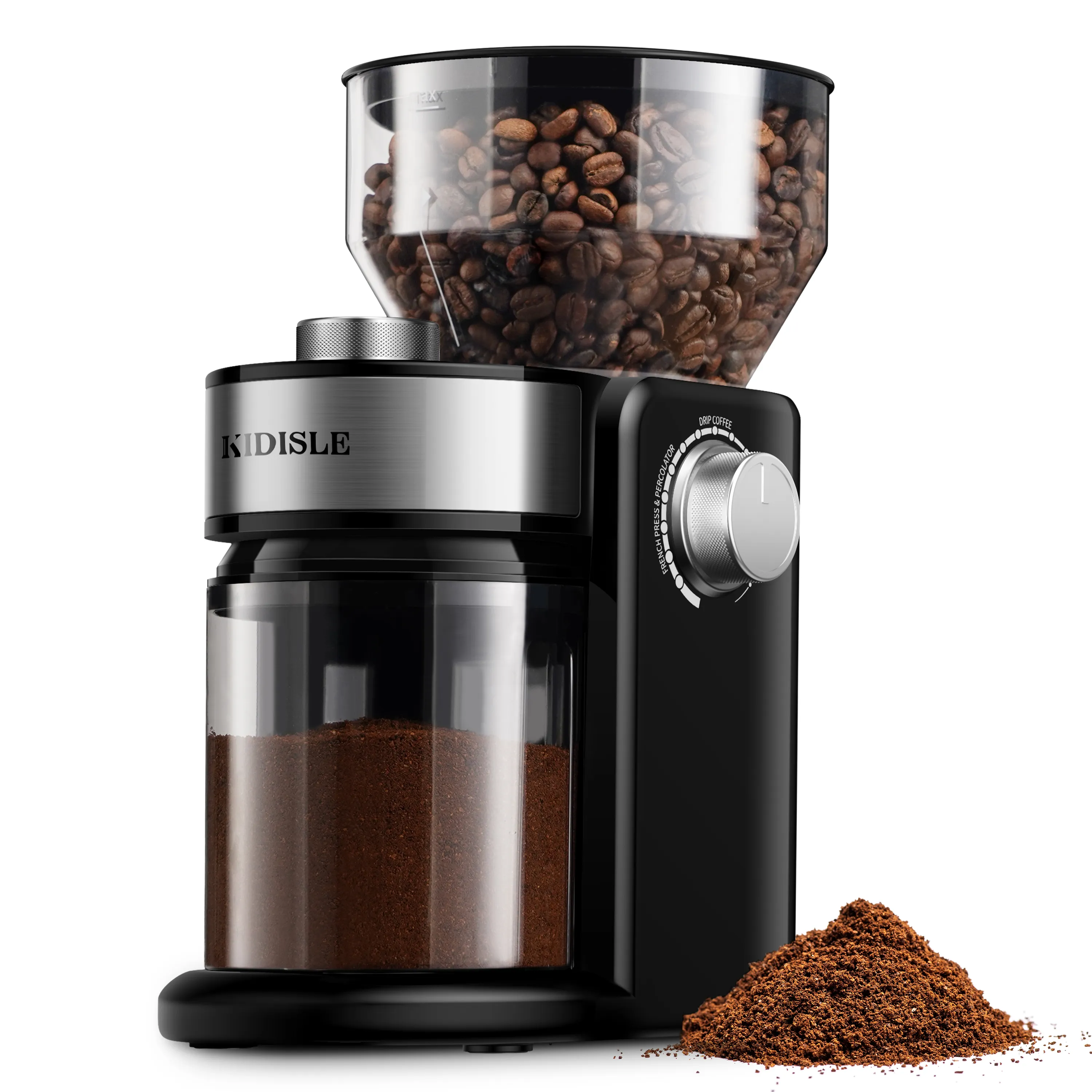 Moedor de café elétrico com ajuste para moagem de grãos de café, melhor capacidade, moedor elétrico
