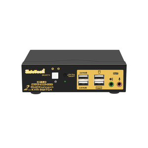 Jidetech 2端口双显示器显示端口KVM交换机扩展显示有线遥控热键交换机，带音频USB集线器 - Product Image 2