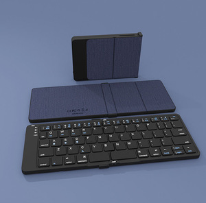 Muti Color Choose <strong>Notebook</strong> <strong>Computer</strong> Phone Foldable Silent Rechargeable Bluetooth Wireless <strong>Keyboard</strong> With Protected Leather Case - Product Image 2