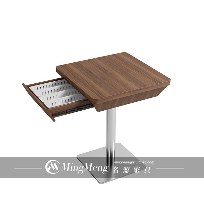 Square table with drawer (stainless steel base)