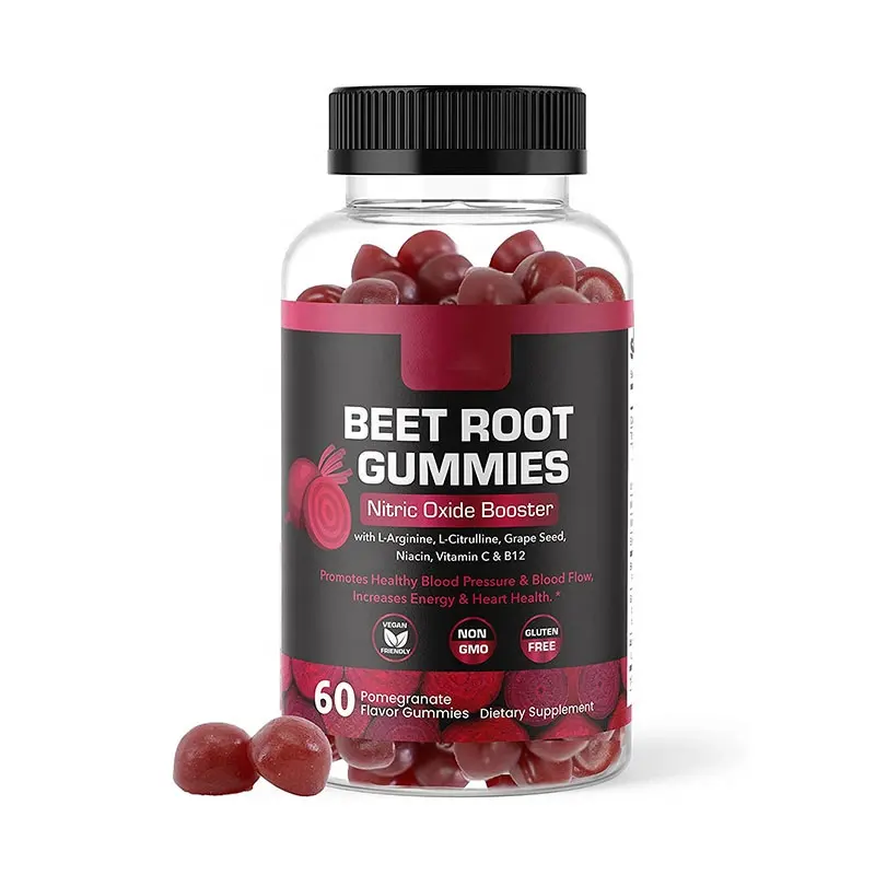 Private Label Sugar Free Organic Beet Root Gummies for Heart Health Energy Boost and Blood Pressure Support Beet Root Gummies
