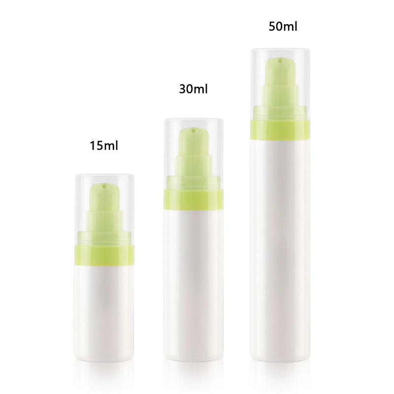 ตัวขวดสีขาว + ปั๊มโลชั่นสีเขียว