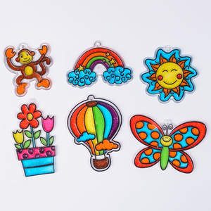 EBAYRO 2022 מוצרים חדשים חינוכיים DIY צעצועי ציור צעצועי חלון אמנות <span class=keywords><strong>3D</strong></span> מיידי דביק אמנות זכוכית דקו 9018E חלון צבע