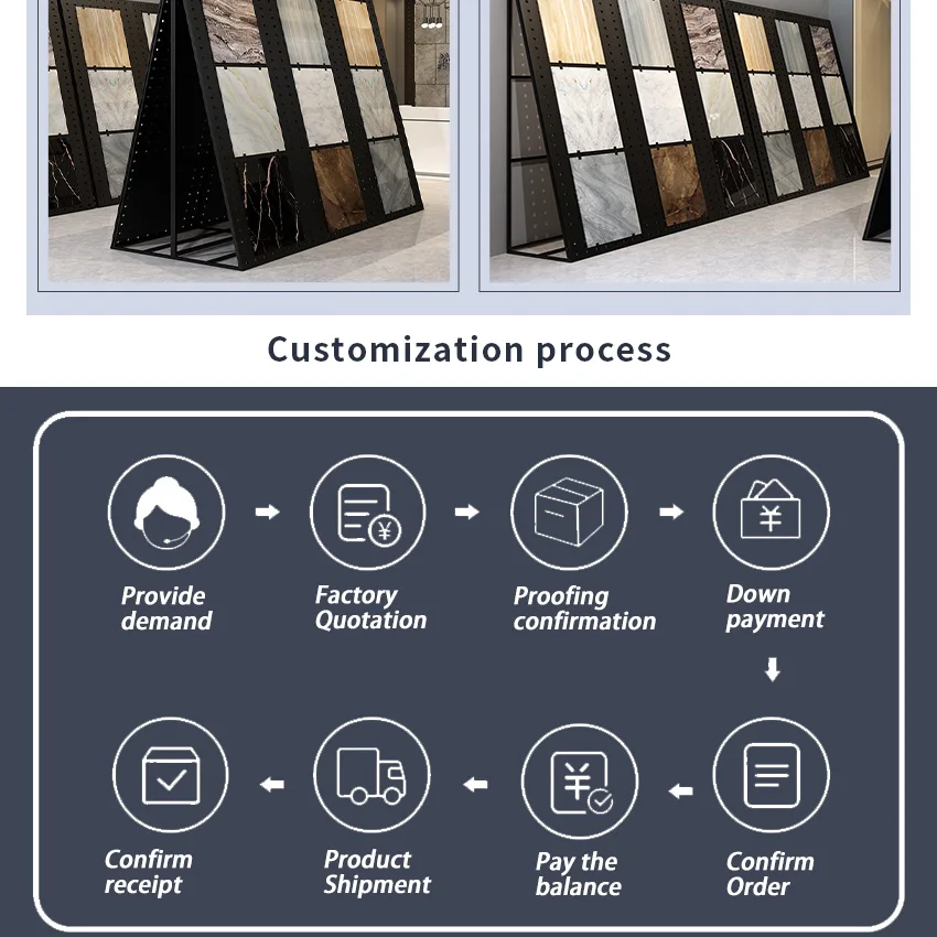 Manufacturer Tile Punched Plate Showroom Flooring A Frame Rack Quartz Panel Hole Adjustable Ceramic Tile Punching Display Rack