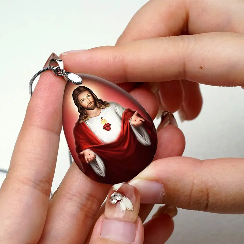На заказ изображение религиозного медальона Священное Сердце Иисуса христианская подвеска религиозная вера вдохновляющее ожерелье