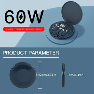 多USB充电适配器电缆套件60w快速充电USB Type-C微型电缆，带sim卡支架，用于旅行 - Product Image 3