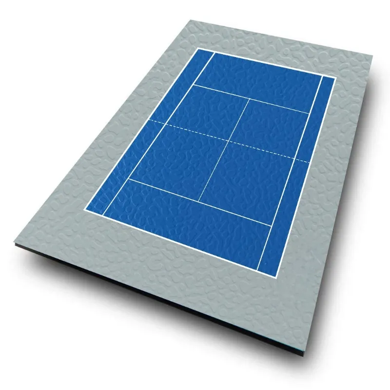 Plancher de terrain de sport durable en plastique feuille de PVC auto-adhésif surface anti-rayures sol en rouleau de vinyle de tennis