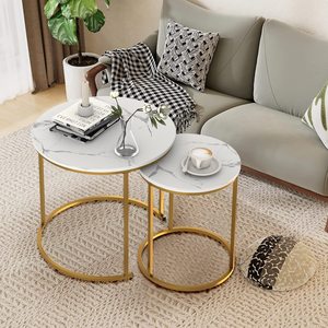 Black Marble <strong>Nesting</strong> Coffee <strong>Table</strong> for Small Place 24 in 2 Sets High Side <strong>End</strong> Sofa <strong>Table</strong> Nightstand Handmade - Product Image 4