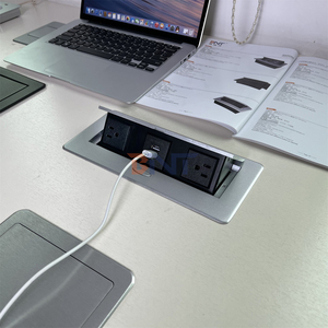 ที่ชาร์จ USB แบบคู่และ5A รางไฟอลูมิเนียม IP44ช่องเสียบบนโต๊ะพร้อมเต้ารับบนโต๊ะเต้าเสียบปลั๊กไฟแบบ US คู่ - Product Image 4