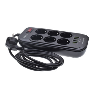 <strong>6</strong> Ways EU Extension Power Strip With Rock Switch <strong>16A</strong> 4 USB 3A Schuko Type-F Electric Power <strong>Socket</strong> Multifunction Inlet Bar 2m - Product Image 4