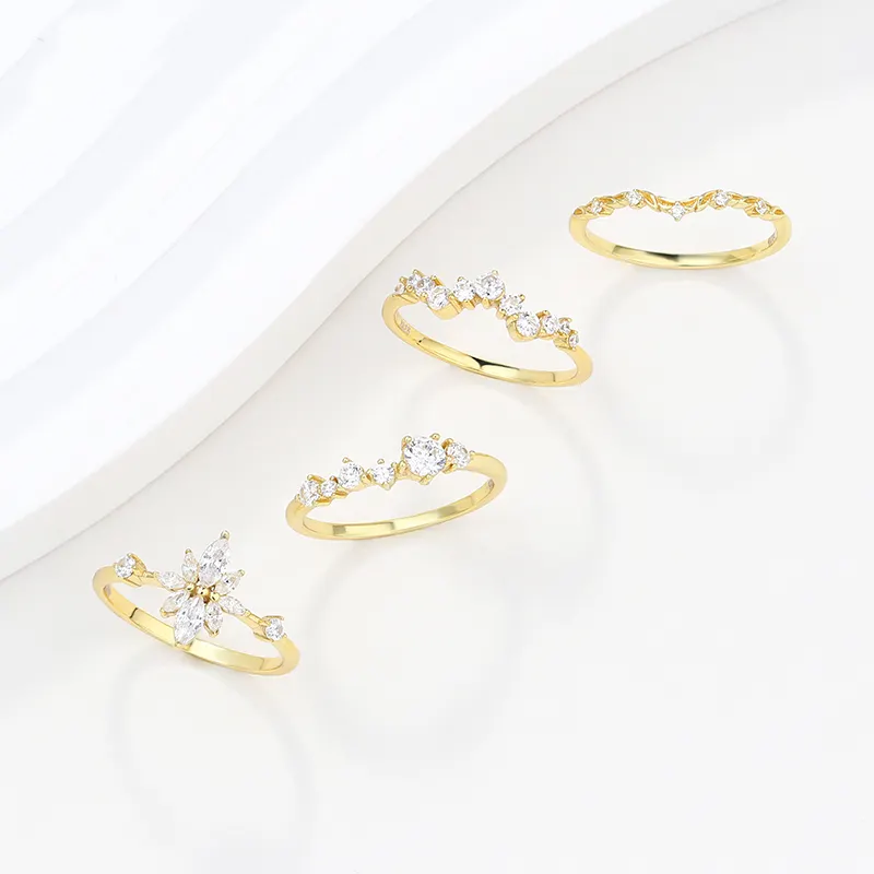 Blossom CS perhiasan ledakan produk baru wanita perhiasan cincin zirkon 18K berlapis emas 925 perak murni cincin kasual untuk wanita