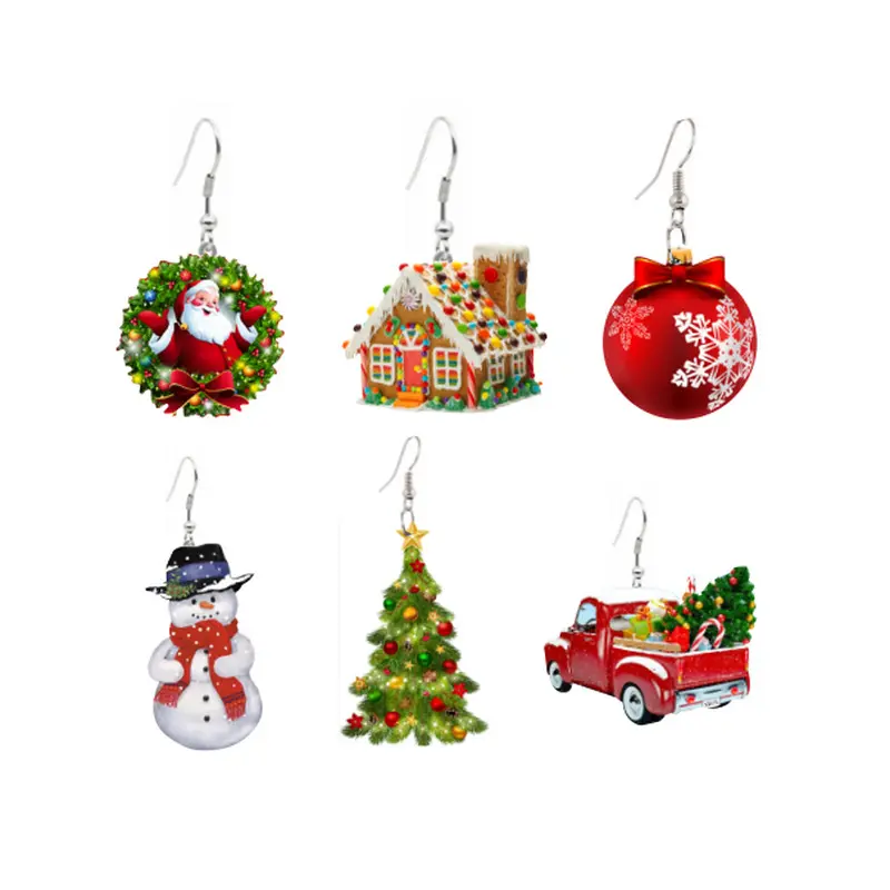 Hot Sales Weihnachts dekoration Acryl Ohrringe Schneemann Baum Auto Weihnachts ohrringe