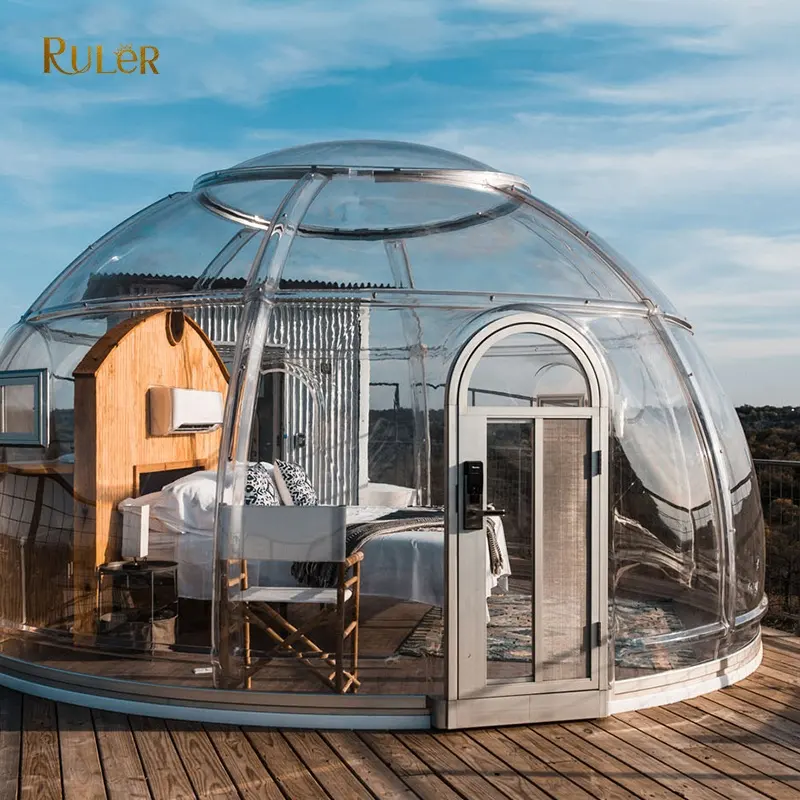 Sıcak satış yeni tasarım PC Dome otel polikarbonat kubbe çadır modüler prefabrik kubbe ev tatil için