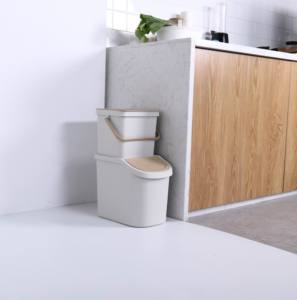 Cubo de basura de plástico con tapa, dos cubos de basura apilables con mango, contenedores de clasificación de baño en la cocina