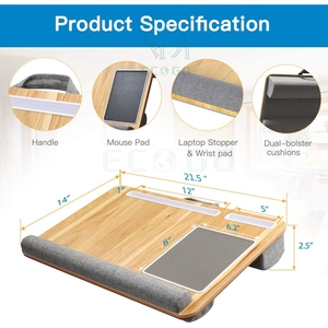 Bamboo Wood Portable <strong>Lap</strong> Tray Laptop <strong>Table</strong> <strong>for</strong> <strong>Computer</strong> With Storage Holder and Mouse Pad - Product Image 3