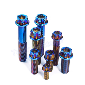 1pcs钛螺栓M6 <span class=keywords><strong>M8</strong></span> M10梅花头法兰螺钉摩托车制动器摩托车转换螺钉烧蓝色长度 = 15毫米 ~ 90毫米