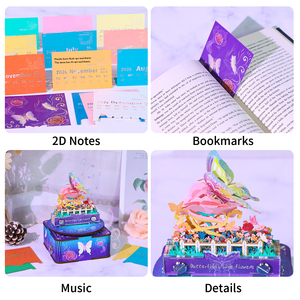 Nuevos productos Bloques de diario Personalizado 3D Flor Modelo Bloc de notas Cubos cuadrados Personalizado Promocional Rotacional Musical Base Notas Pad - Product Image 6