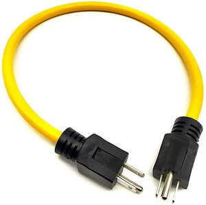 גנרטור מתאם כבל NEMA <span class=keywords><strong>5</strong></span>-<span class=keywords><strong>15P</strong></span> כדי <span class=keywords><strong>5</strong></span>-<span class=keywords><strong>15P</strong></span> עבור העברת מתג, 3 חודים תקע תקע 12AWG 125V, כפול זכר