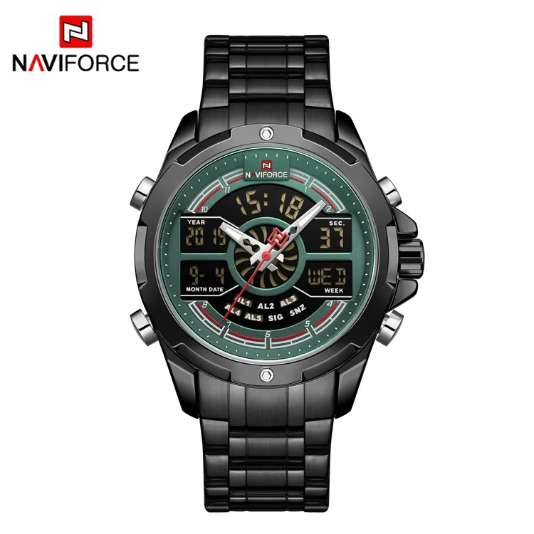 NAVIFORCE NF9170-reloj Digital analógico para hombre, reloj de mano de acero inoxidable, diseño personalizado, clásico