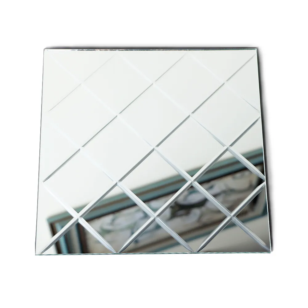 Piccolo taglio di formato personalizzato di forma quadrata smusso bordi 4 millimetri oro argento bronzo pezzi di specchio a parete