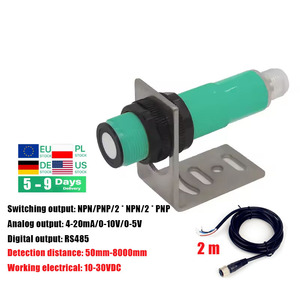 Sensor de distancia ultrasónico de alta precisión, distancia de detección de 500mm, detección de líquido sólido 24VDC Salida de interruptor NPN/PNP