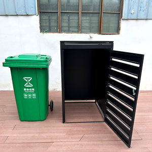 Yüksek kaliteli 240L çöp tenekesi kapak 3 dış depolama kova kapakları dış mekan kullanımı için Metal çelik WPC çöp kutusu ile satılık - Product Image 3